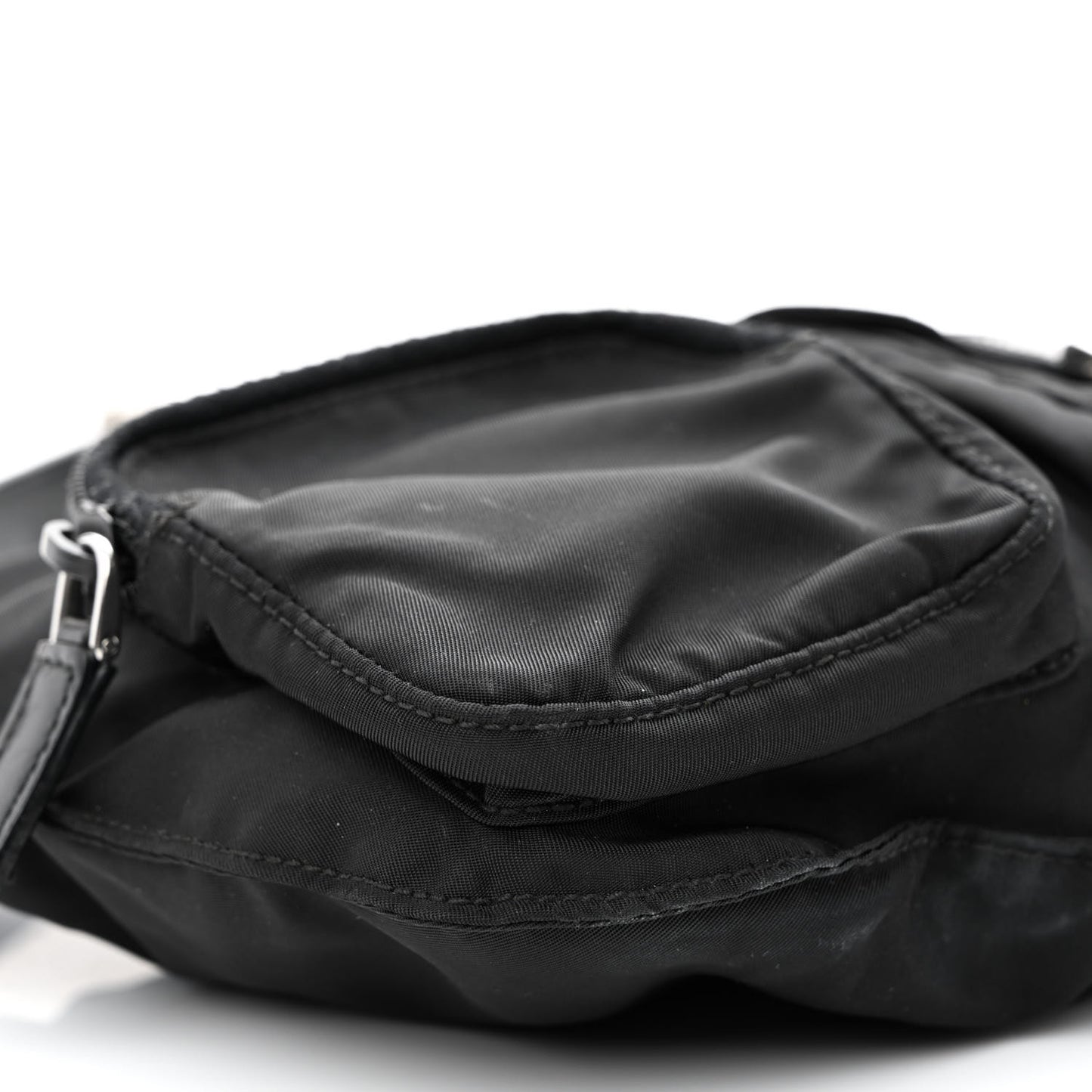 Tessuto Nylon Soft Calfskin Sling Belt Bag Black