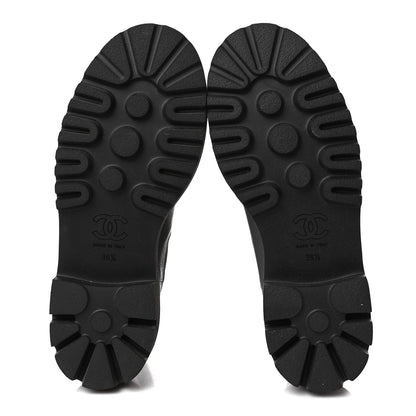 Chanel Crumpled Calfskin Patent Cap Toe Short Boots 36.5 Dark Grey Black 5 of 9