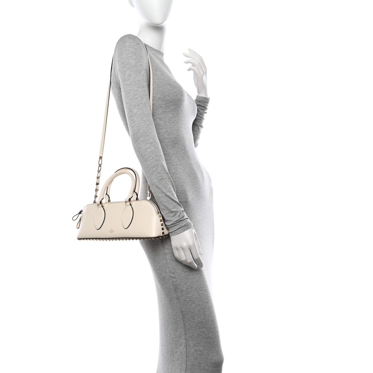 Valentino Garavani Smooth Calfskin Rockstud East West Top Handle Bag Ivory 2 of 10