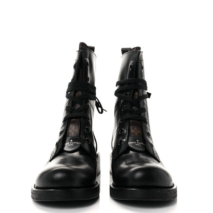 Louis Vuitton Calfskin Monogram Metropolis Flat Ranger Boots 40.5 Black 2 of 6