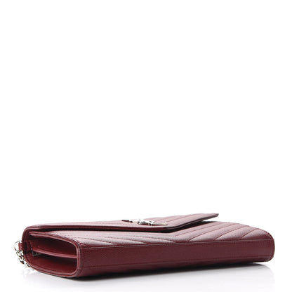 Saint Laurent Grain De Poudre Matelasse Chevron Monogram Chain Wallet Palissandre 4 of 10