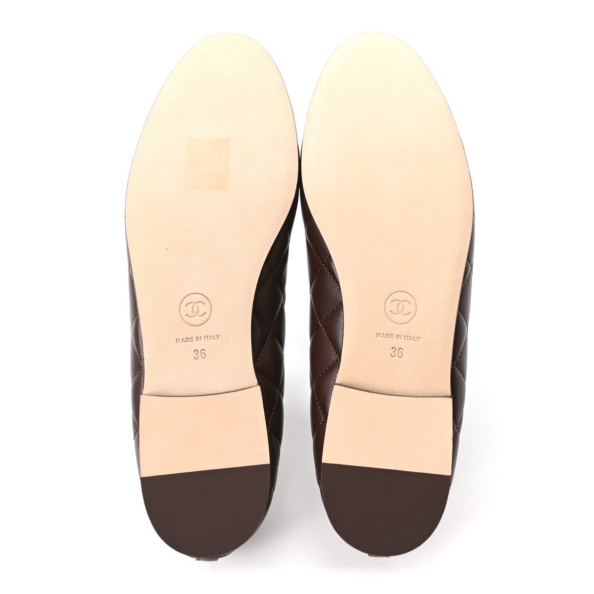 Chanel Lambskin Quilted CC Cap Toe Ballerina Flats 36 Dark Brown 6 of 10