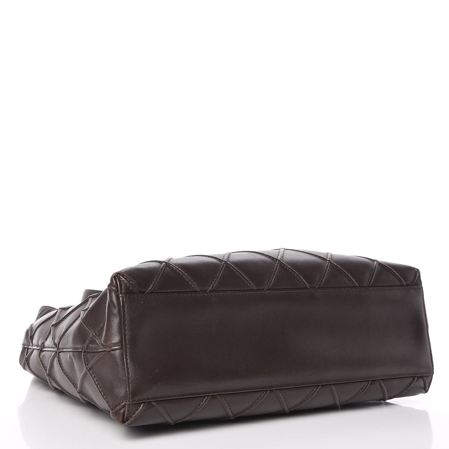Lambskin Diamond Stitched Shoulder Bag Brown