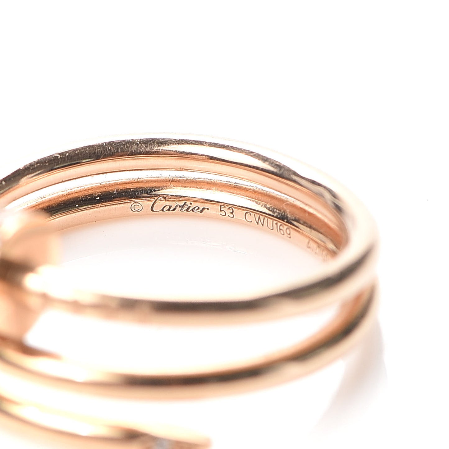 18K Pink Gold Diamond Double Juste Un Clou Ring 53 6.25