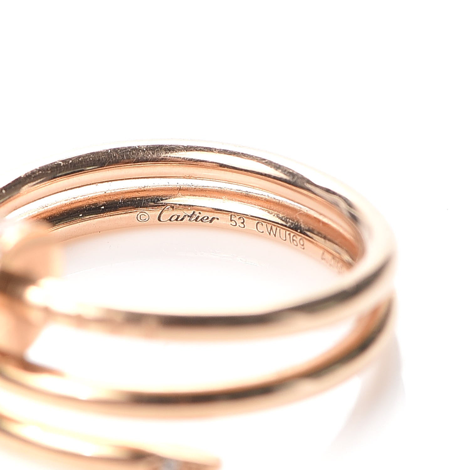 Cartier 18K Pink Gold Diamond Double Juste Un Clou Ring 53 6.25 4 of 6