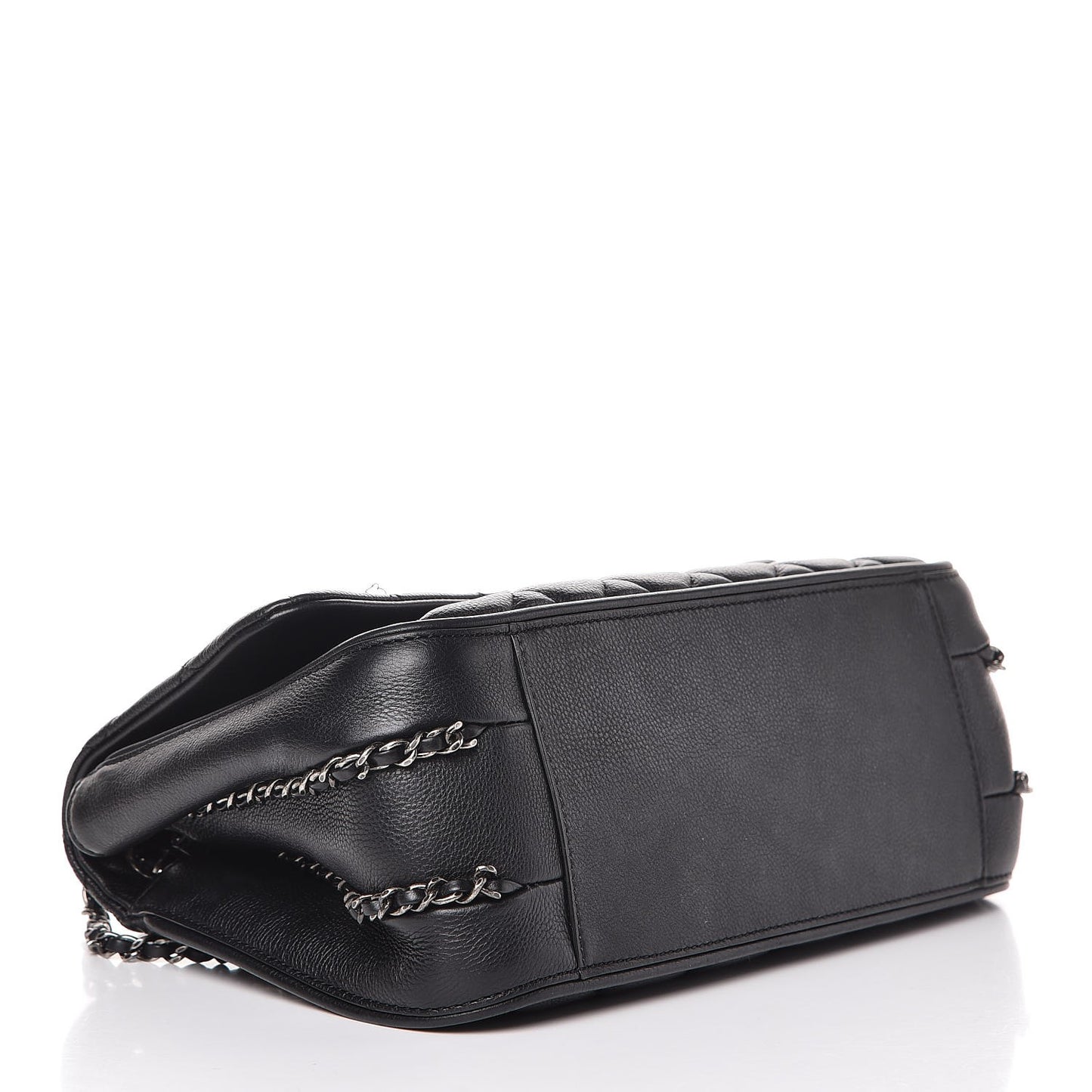Calfskin Quilted Medium Frame In Chain Flap Black
