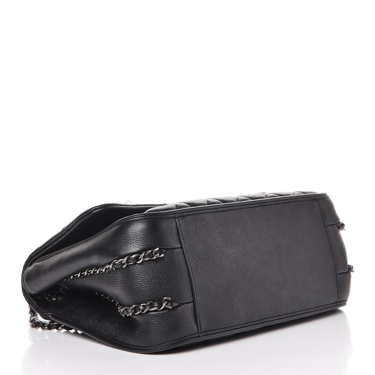 Chanel Calfskin Quilted Medium Frame In Chain Flap Black 4 of 10