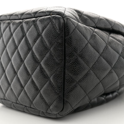Chanel Caviar Flat Quilted CC Chain Bucket Drawstring Bag Black 10 of 10