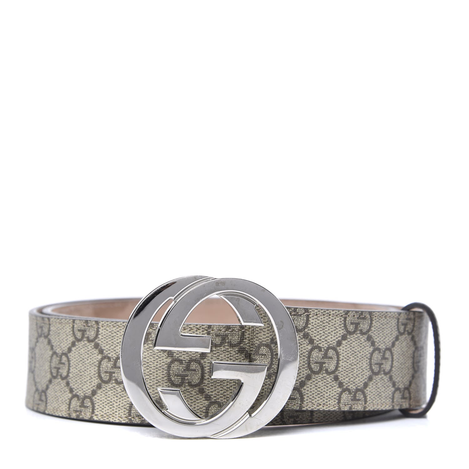 Gucci GG Supreme Monogram Selleria Calfskin Interlocking G 40mm Belt 90 36 Beige Ebony Cocoa 1 of 5