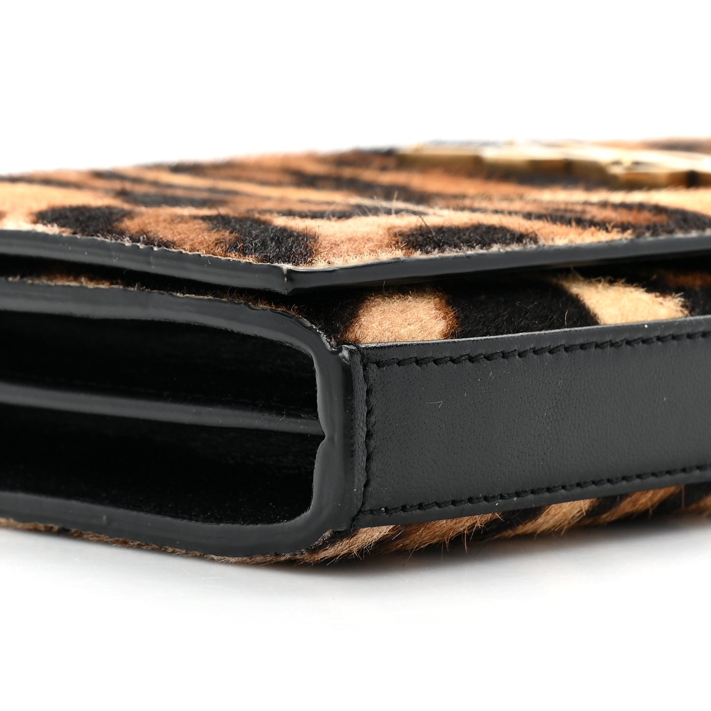 Calf Hair Monogram Chain Wallet Leopard