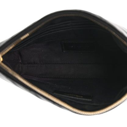 Saint Laurent Calfskin Matelasse Chevron Monogram A5 Wristlet Black 5 of 7