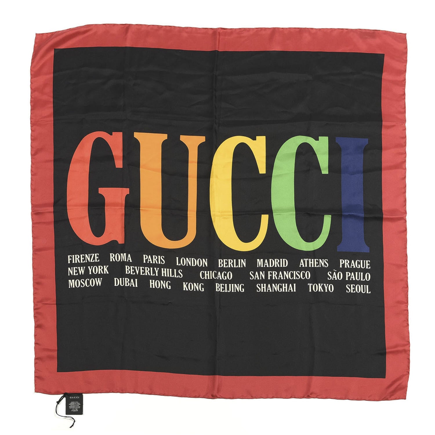 Gucci Silk Gucci Multiworld Square Scarf Black Multicolor 1 of 3