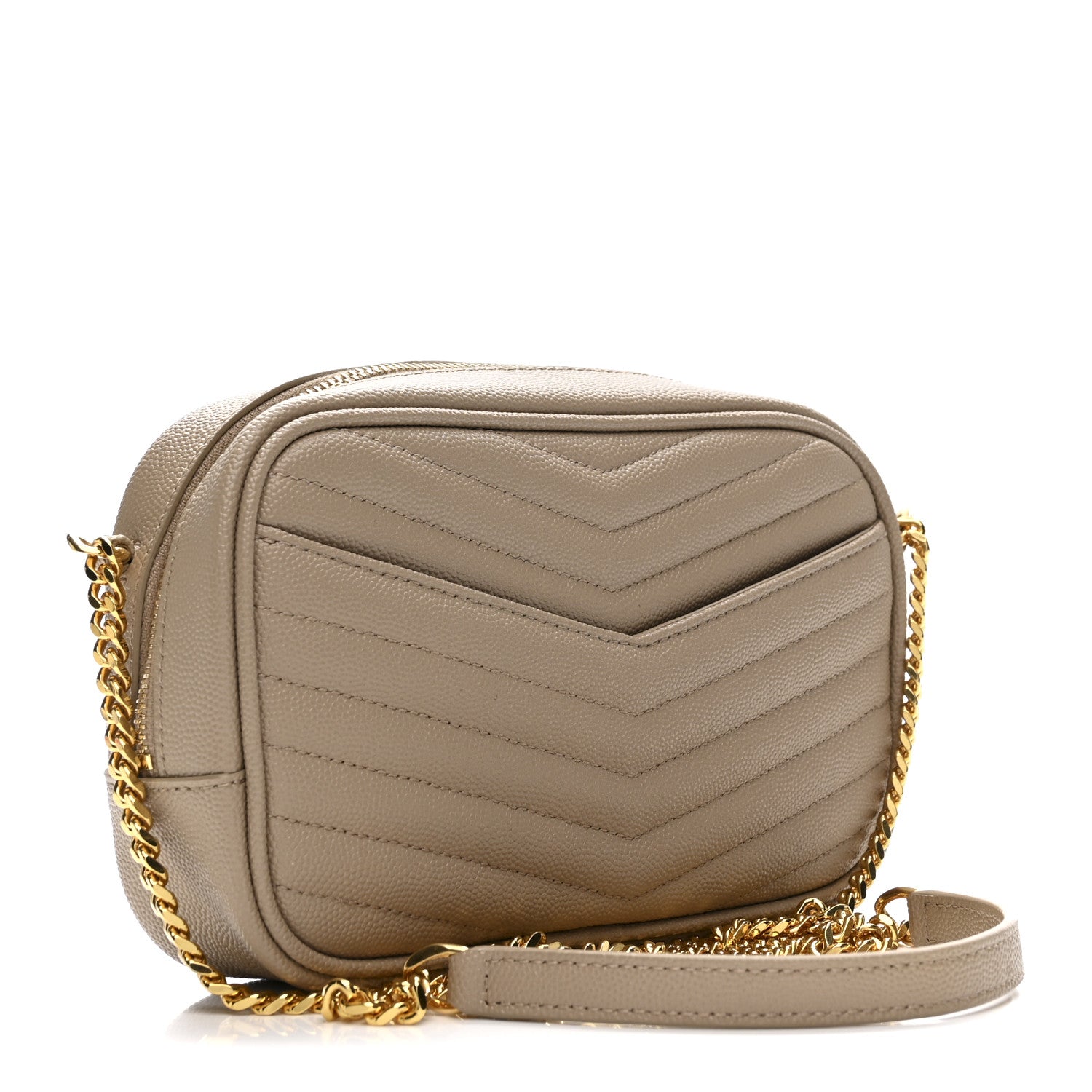 Saint Laurent Grain De Poudre Matelasse Monogram Mini Lou Camera Bag Dark Beige 3 of 11