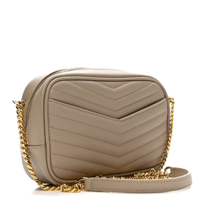 Saint Laurent Grain De Poudre Matelasse Monogram Mini Lou Camera Bag Dark Beige 3 of 11
