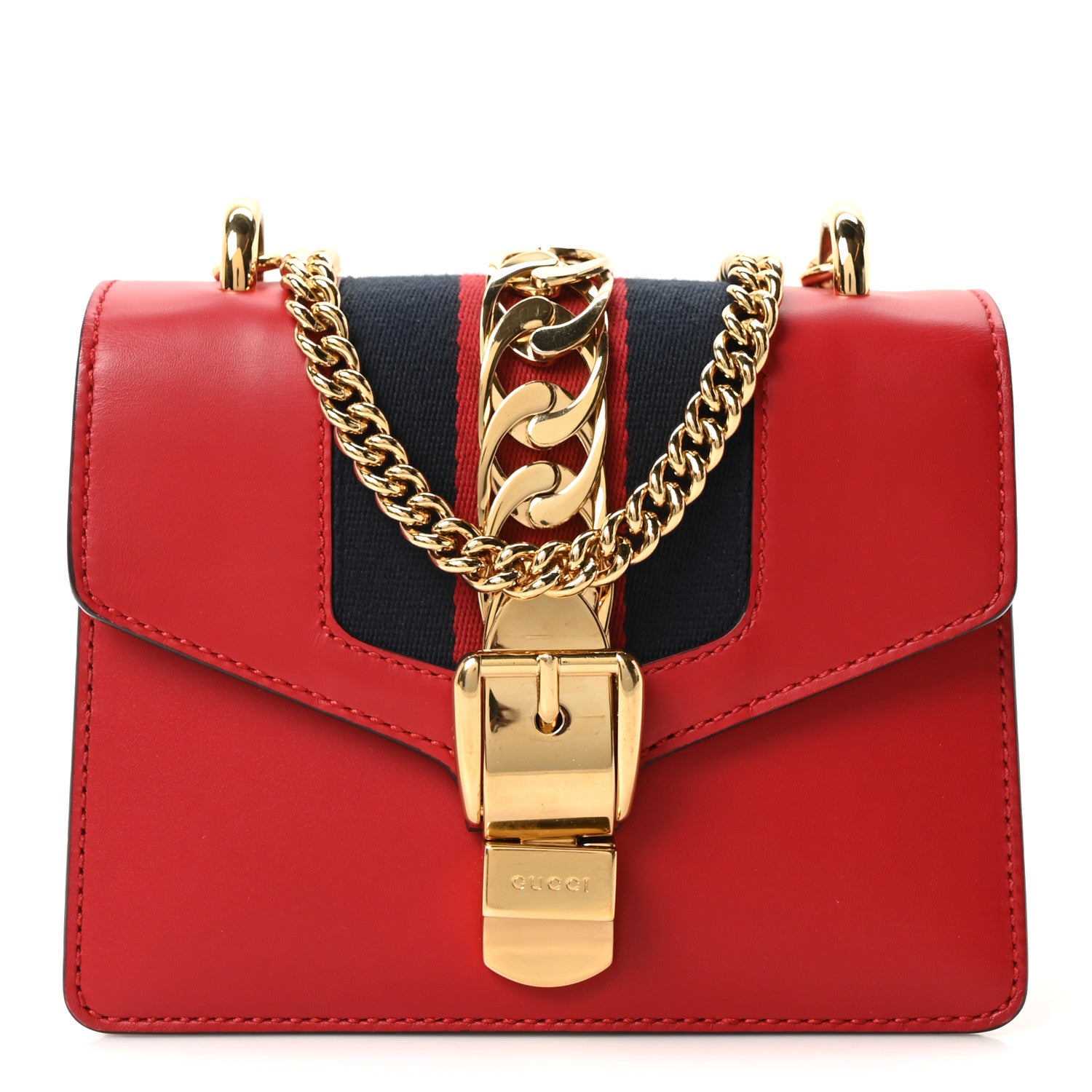 Gucci Calfskin Mini Sylvie Chain Shoulder Bag Hibiscus Red 1 of 10