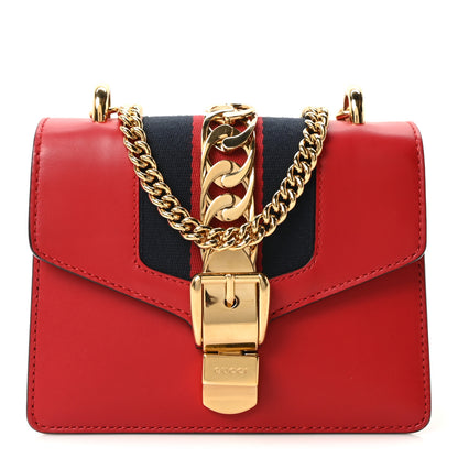 Gucci Calfskin Mini Sylvie Chain Shoulder Bag Hibiscus Red 1 of 10
