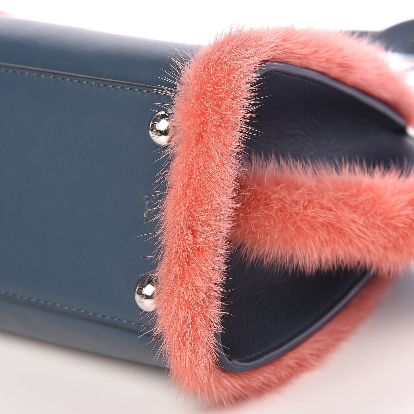 Vitello Dolce Mink Fur Mini Mini 3jours Tote Blue