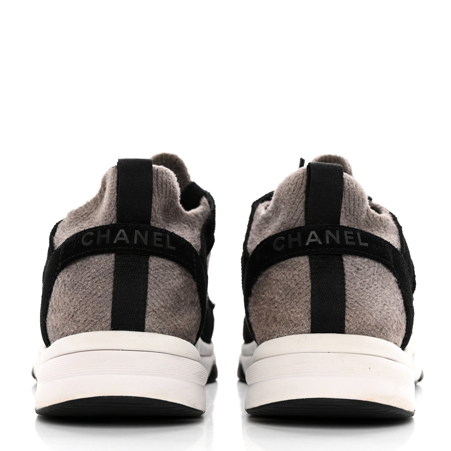 Fabric Suede Calfskin CC Sneakers 40.5 Grey Black