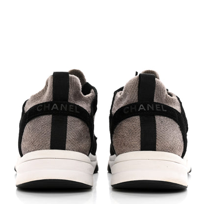 Chanel Fabric Suede Calfskin CC Sneakers 40.5 Grey Black 4 of 9