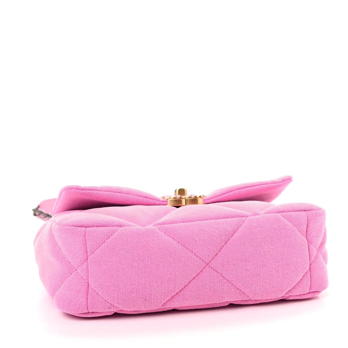 Denim Quilted Medium Chanel 19 Flap Neon Pink