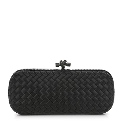 Bottega Veneta Satin Ayers Intreccio Impero Stretch Knot Clutch Black 1 of 9