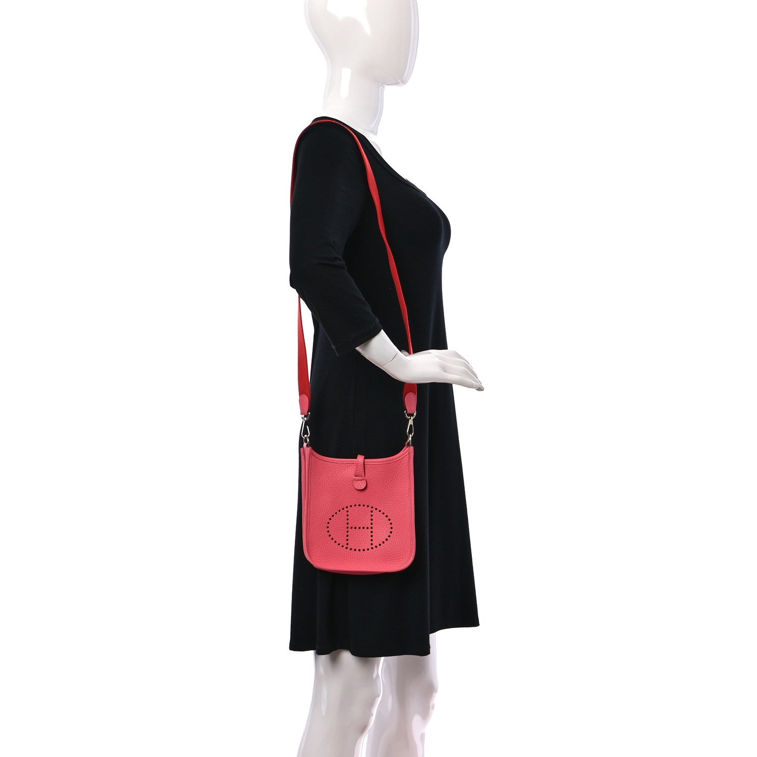 Hermes Taurillon Clemence Amazone Evelyne TPM Rose Azalee Rouge Pivoine 2 of 10