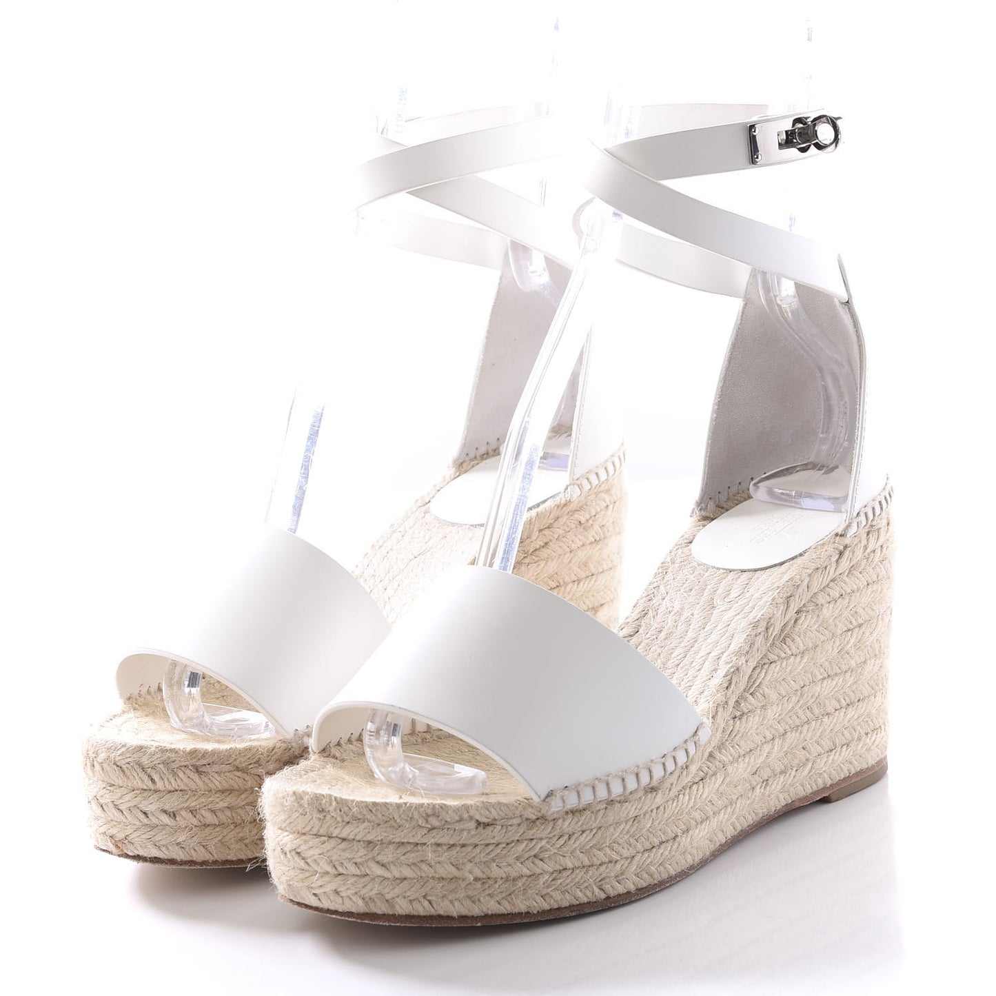 Calfskin Tivoli Espadrille Wedge Sandals 40 White