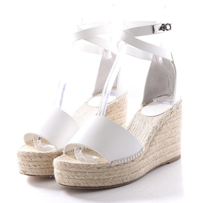 Hermes Calfskin Tivoli Espadrille Wedge Sandals 40 White 2 of 10