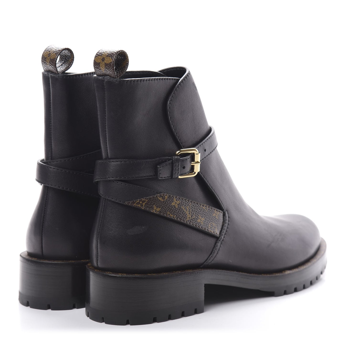 Calfskin Monogram Discovery Flat Ankle Boots 38.5 Black