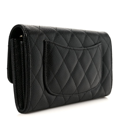 Chanel Caviar Quilted Large Gusset Flap Wallet Black 3 of 10