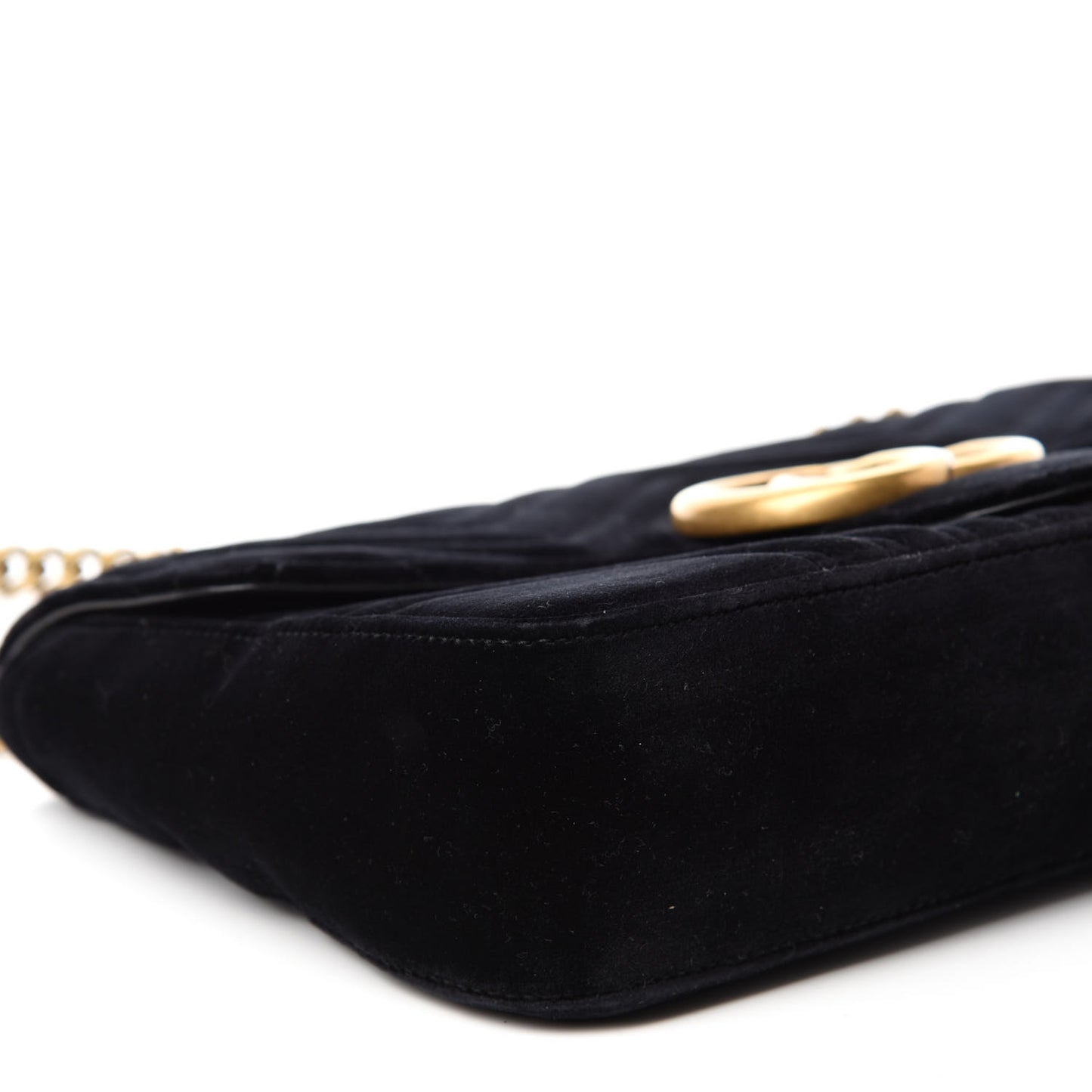 Velvet Matelasse Medium GG Marmont Shoulder Bag Black