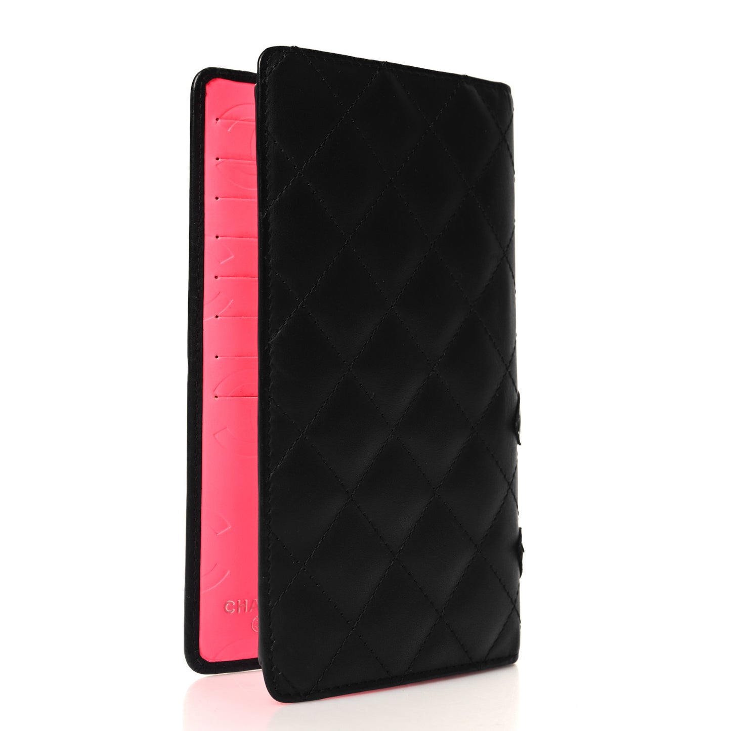Calfskin Quilted Cambon Yen Wallet Black