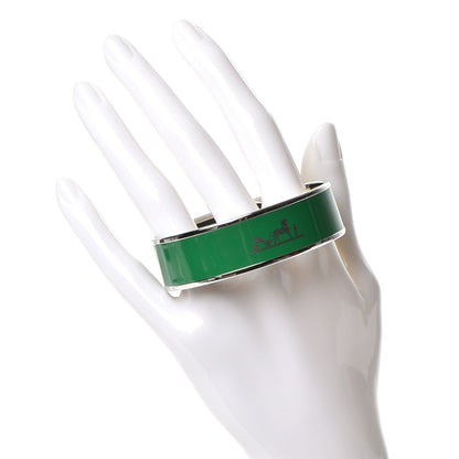 Hermes Enamel Wide Caleche Bracelet 62 Vert Sapin 2 of 5