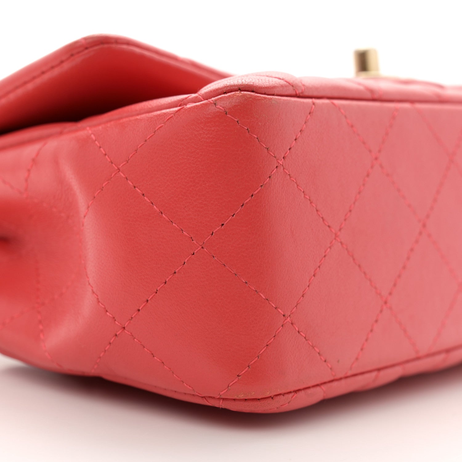 Chanel Lambskin Quilted Mini Rectangular Flap Coral 9 of 12