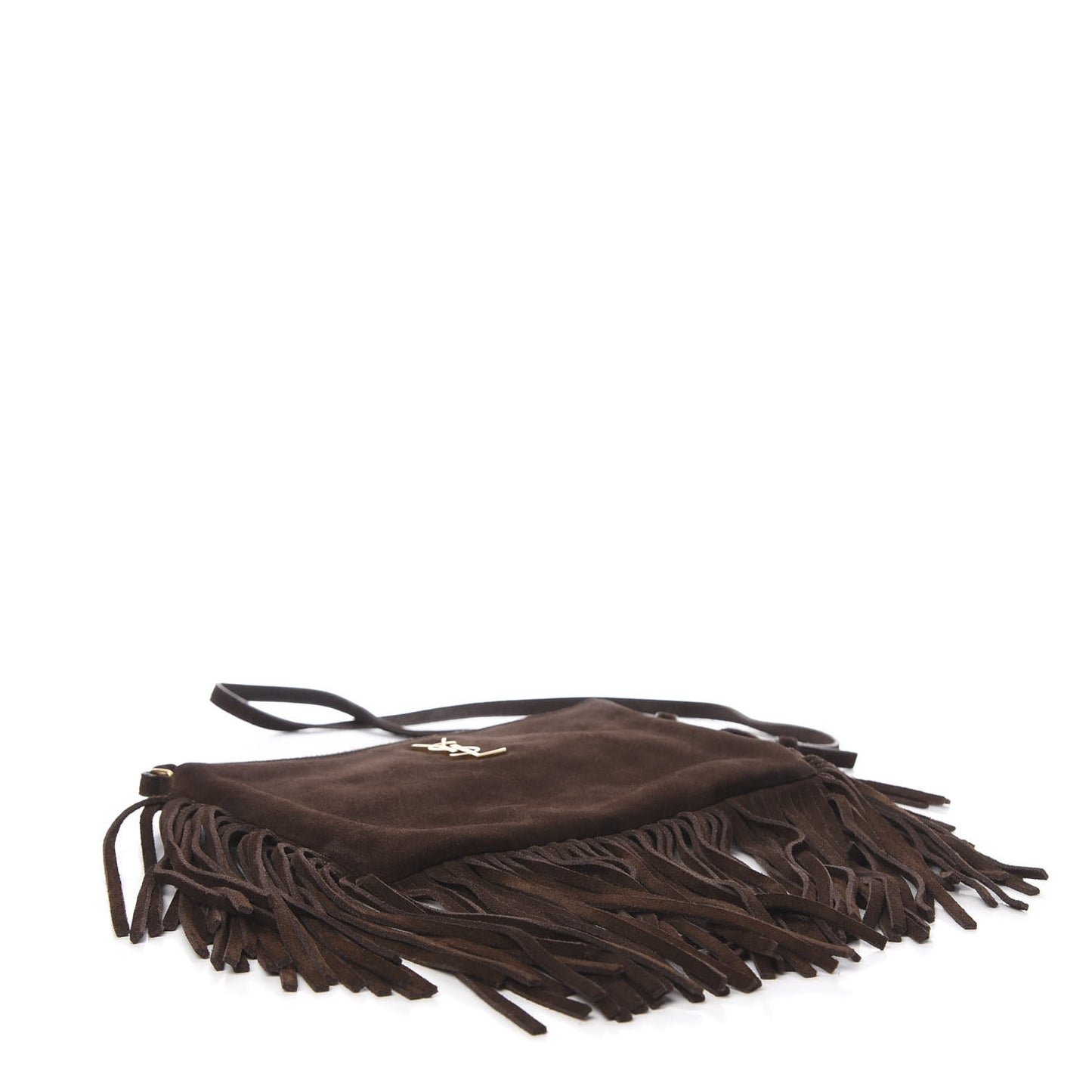 Suede Calfskin Small Fringe Crossbody Bag Brown
