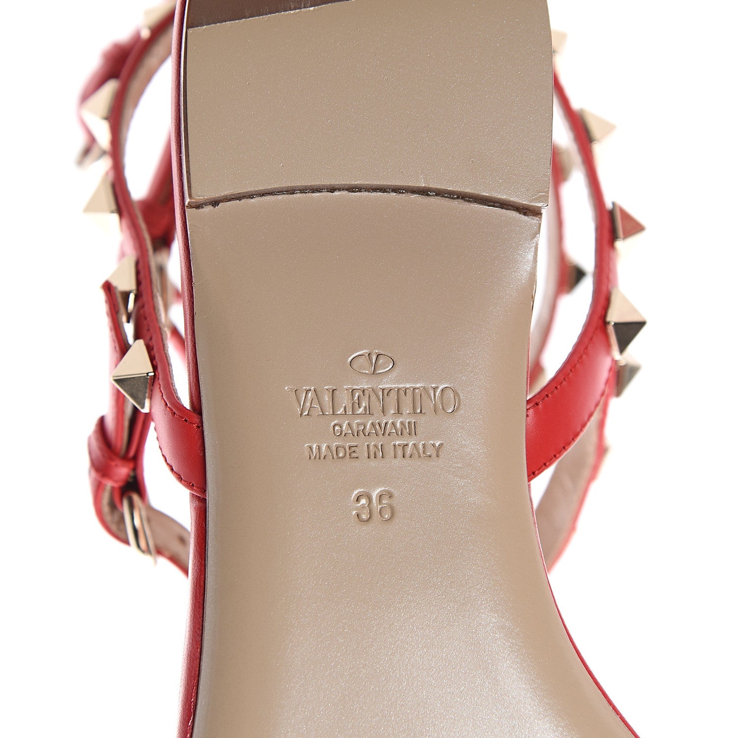 Valentino Garavani Calfskin Nappa Rockstud Ankle Wrap Flat Thong Sandals 36 Rouge Pur 6 of 7