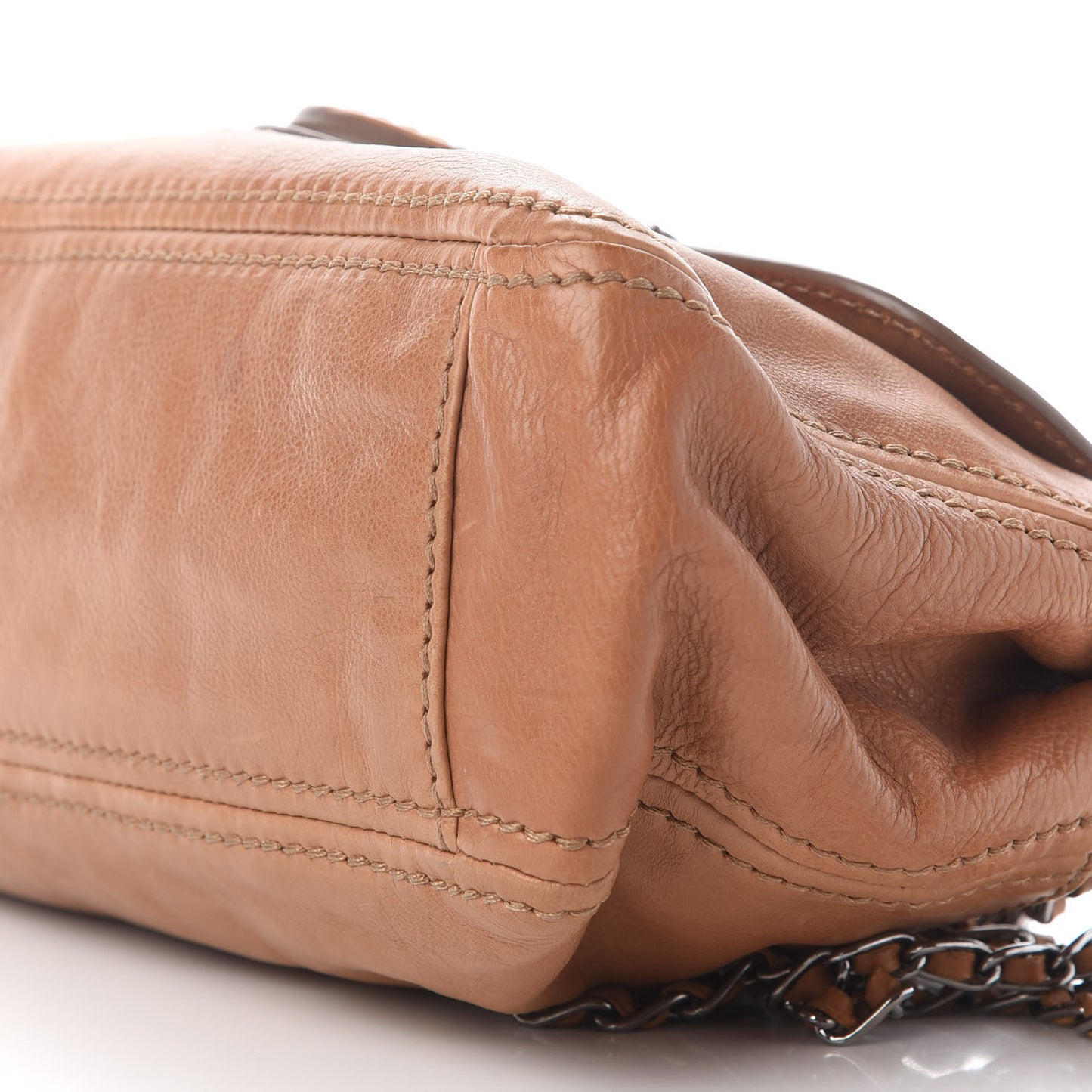 Vitello Phenix Flap Chain Bag Brown