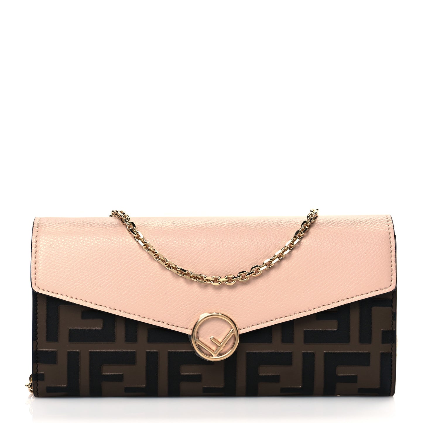 Vitello Cruise F is Fendi Bi-Color FF 1974 Embossed Continental Envelope Wallet On Chain Maya Black Light Rose