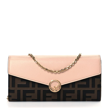 Fendi Vitello Cruise F is Fendi Bi-Color FF 1974 Embossed Continental Envelope Wallet On Chain Maya Black Light Rose 1 of 12