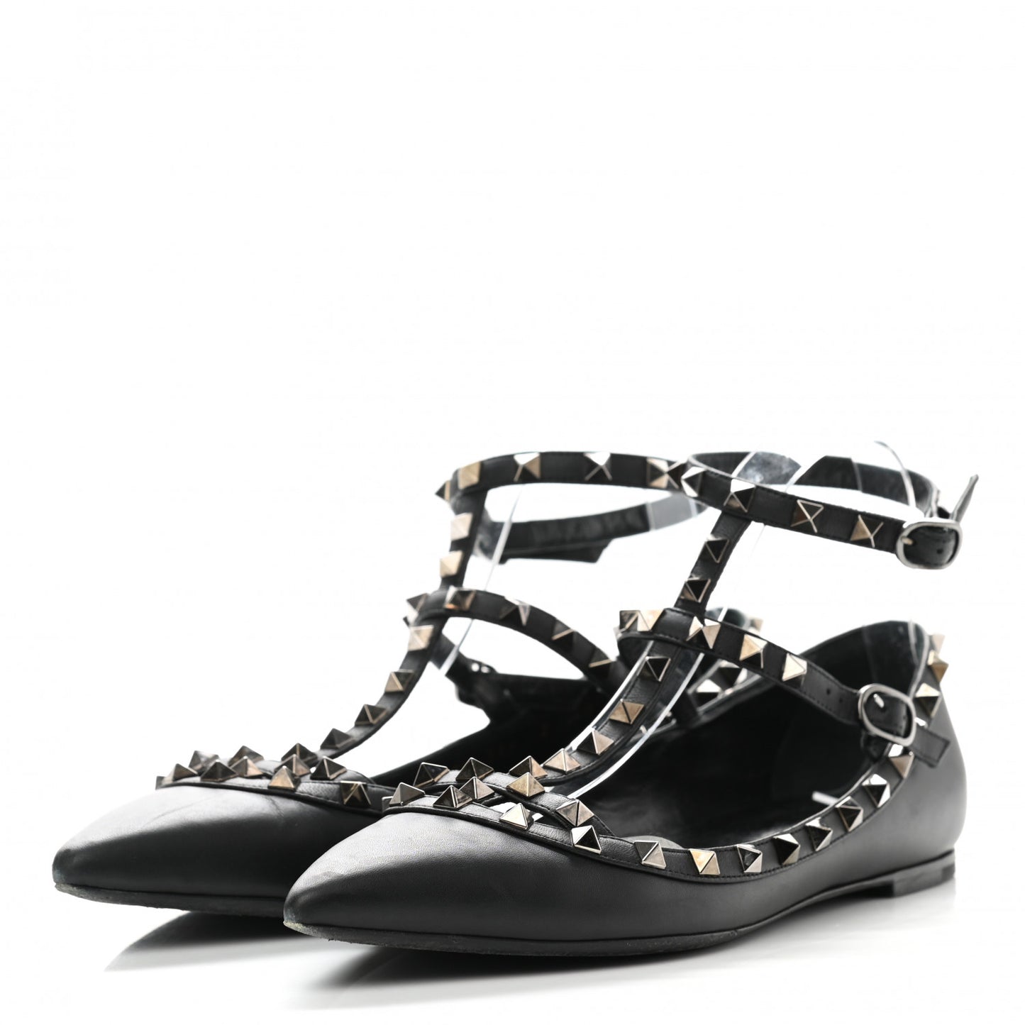 Nappa Rockstud Cage Ballerina Flats 40 Black