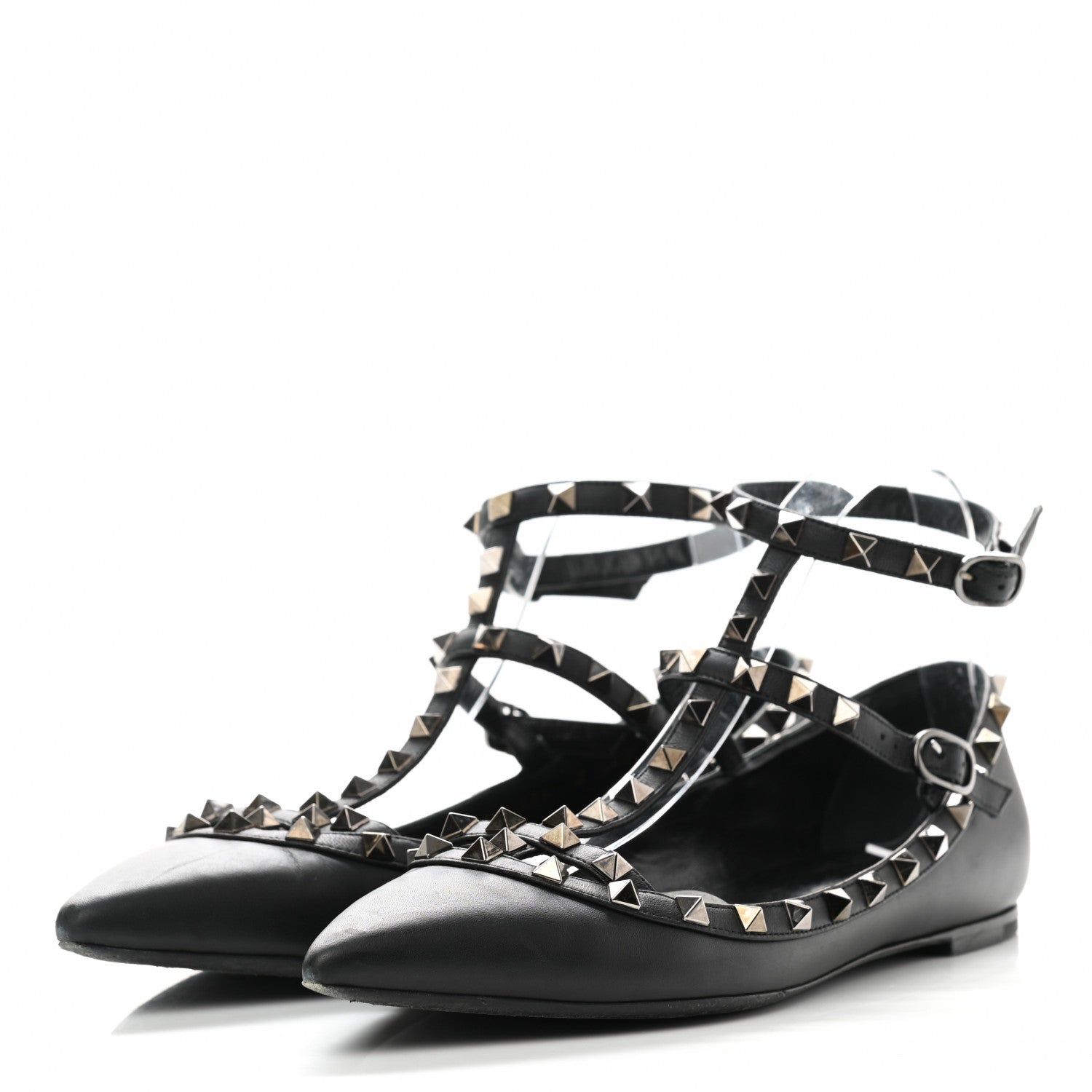 Valentino Garavani Nappa Rockstud Cage Ballerina Flats 40 Black 3 of 8