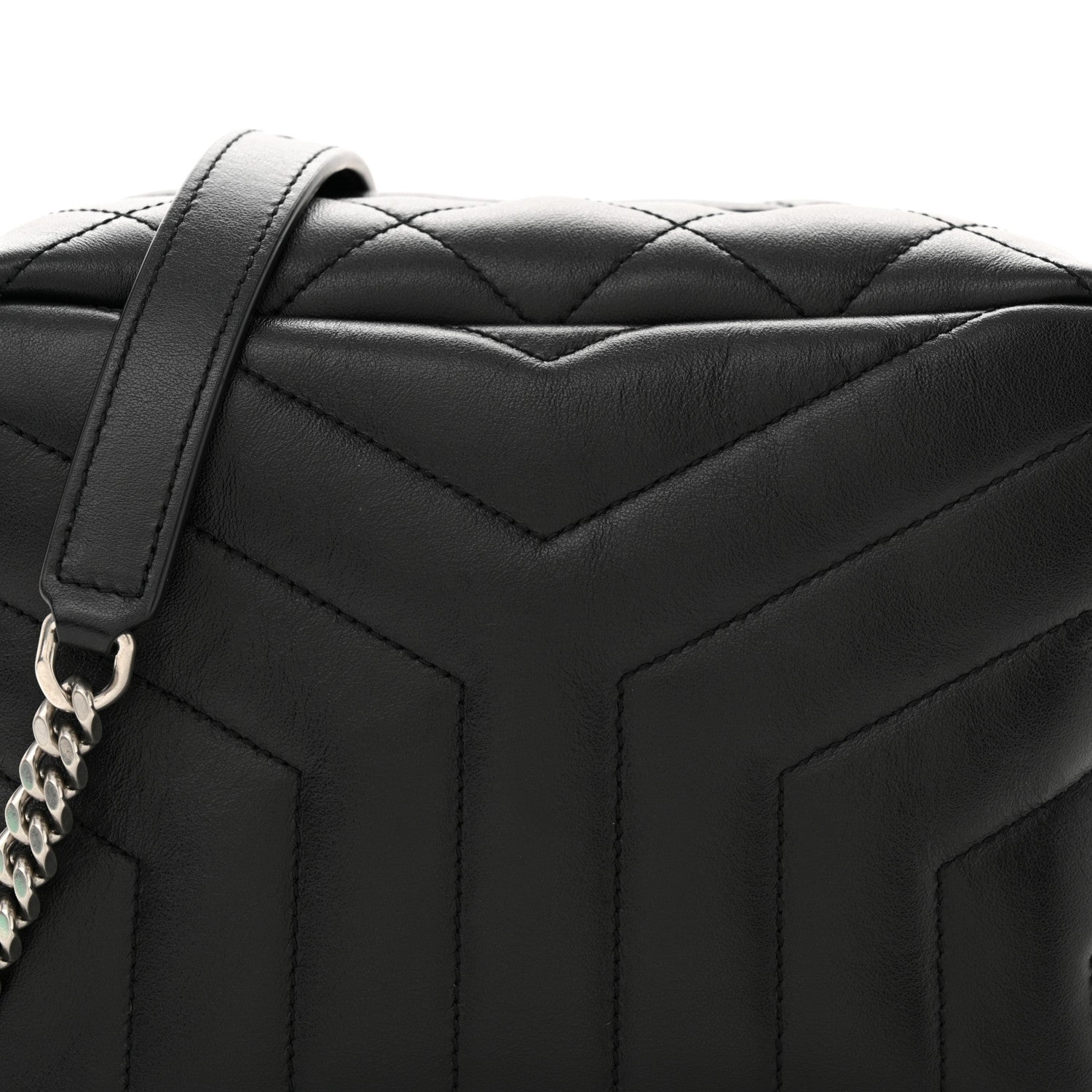 Saint Laurent Calfskin Y Quilted Monogram Small Loulou Bowling Bag Black 8 of 11