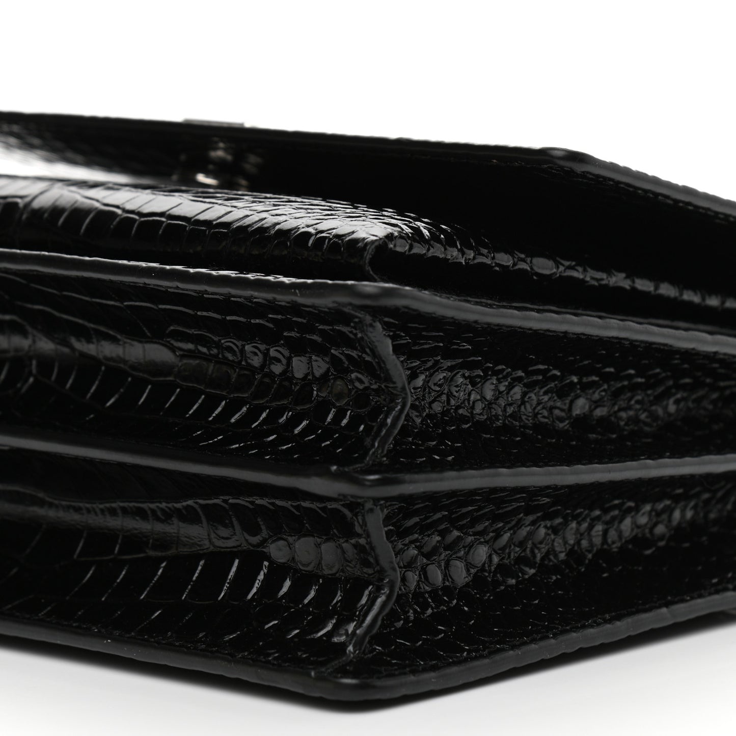 Calfskin Crocodile Embossed Medium Monogram Sunset Black