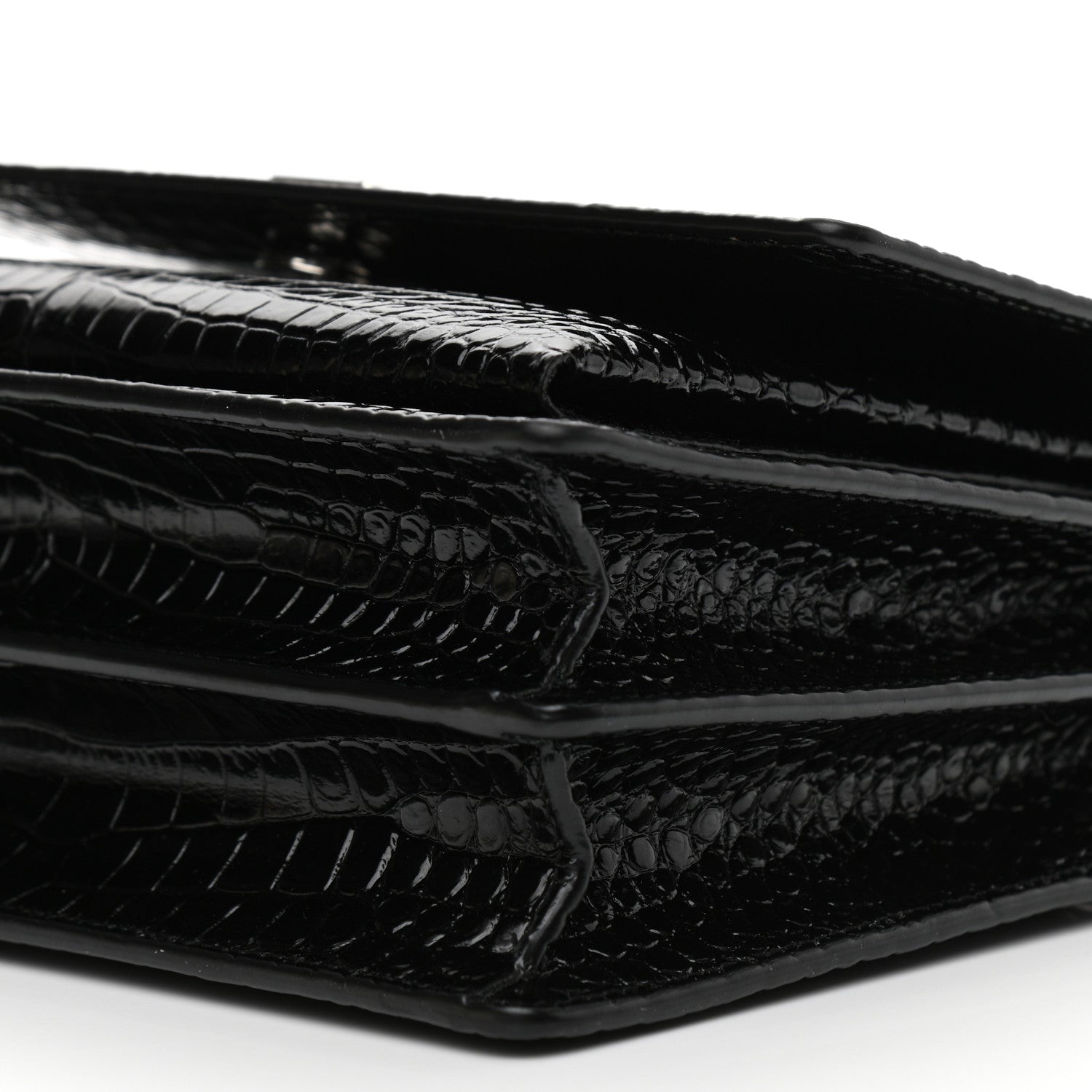 Saint Laurent Calfskin Crocodile Embossed Medium Monogram Sunset Black 9 of 9