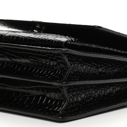 Saint Laurent Calfskin Crocodile Embossed Medium Monogram Sunset Black 9 of 9