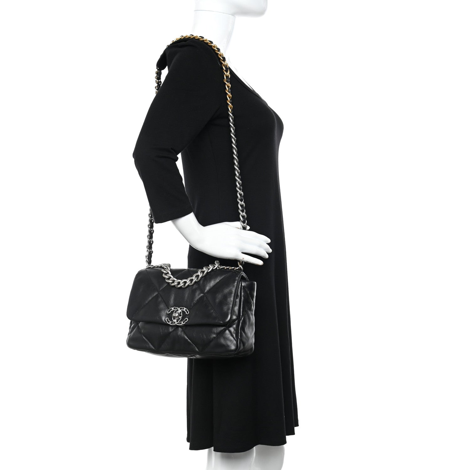 Chanel Goatskin Quilted Medium Chanel 19 Flap Black 2 of 10