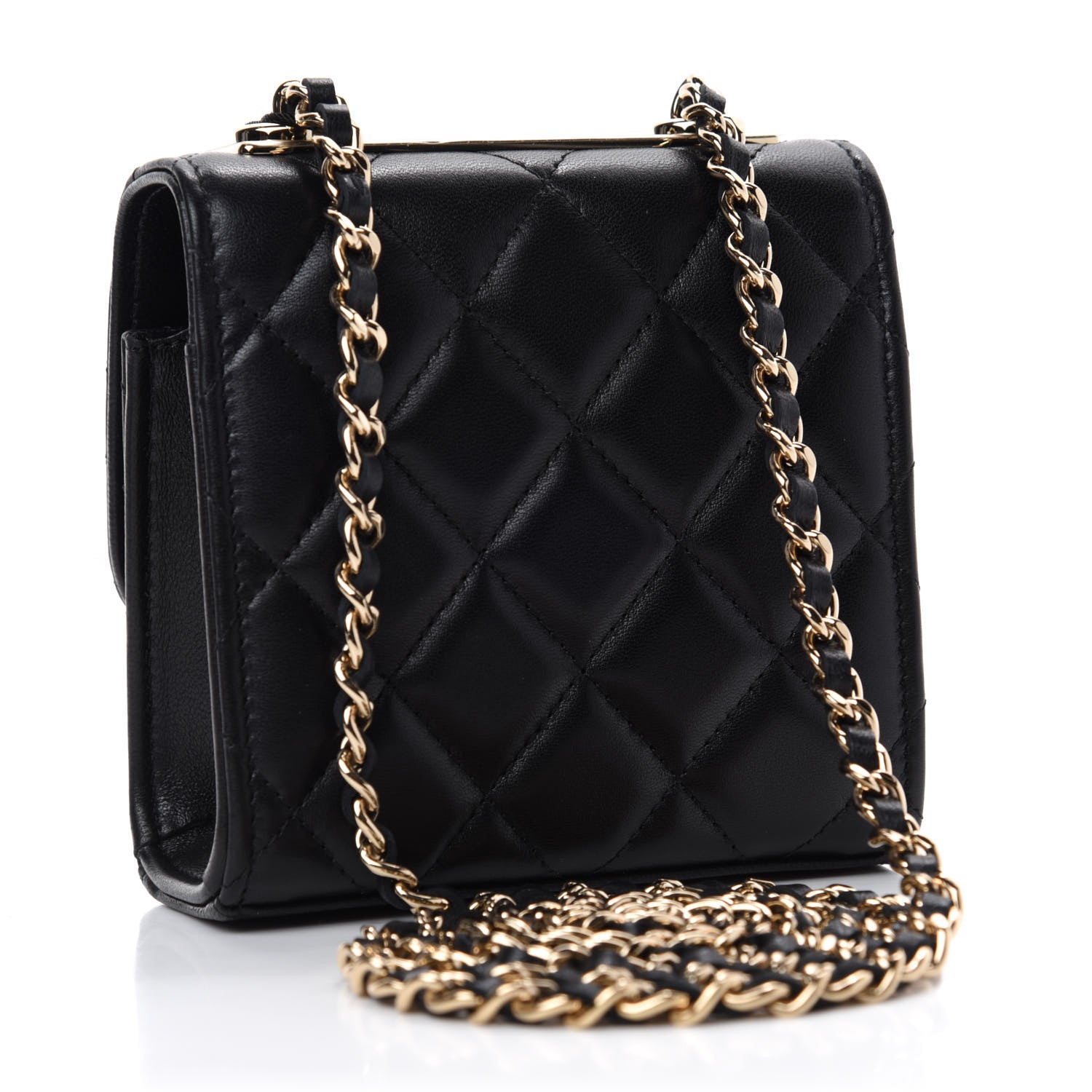 Chanel Lambskin Quilted Mini Trendy CC Chain Wallet Black 3 of 11