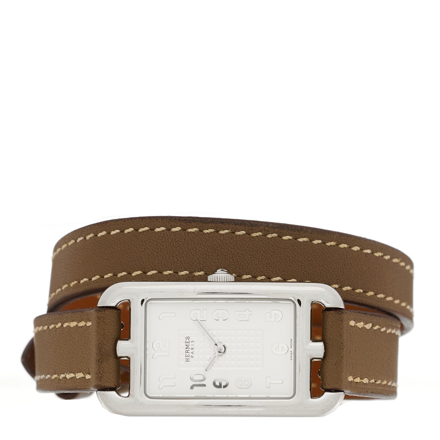 Hermes Stainless Steel Swift 20mm Nantucket Double Tour Quartz Watch Etoupe 2 of 5