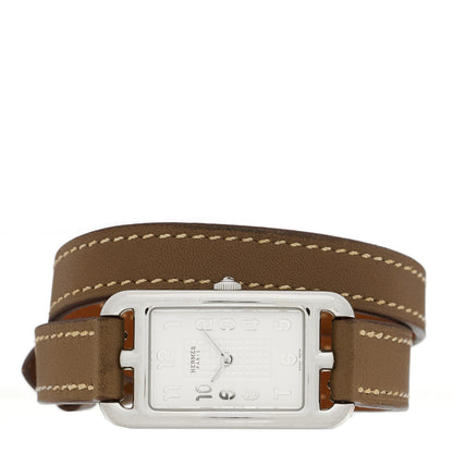 Hermes Stainless Steel Swift 20mm Nantucket Double Tour Quartz Watch Etoupe 2 of 5