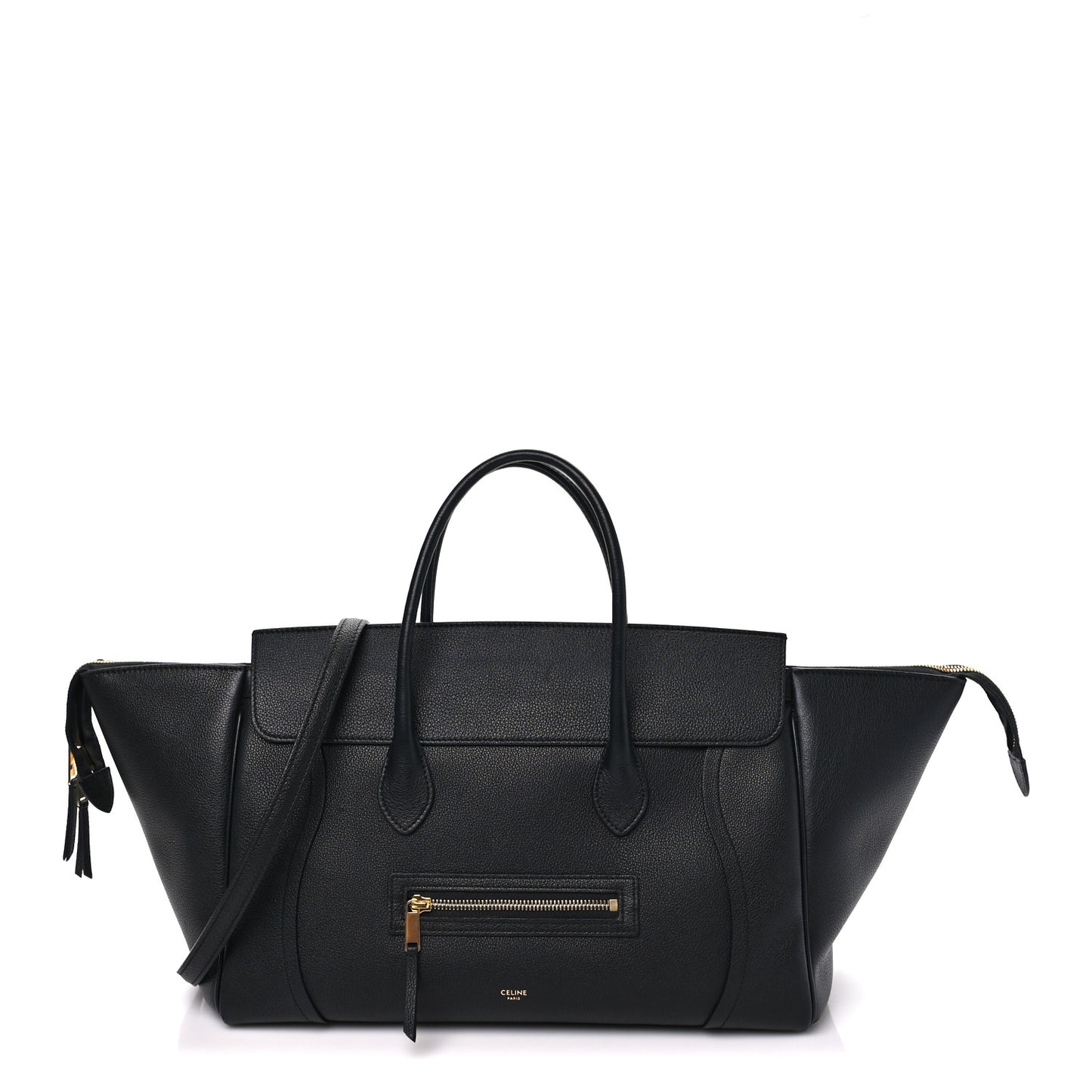 Supple Shiny Lambskin Medium Smiling New Luggage Black
